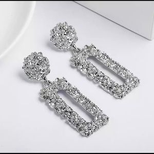 Silver Textured Statement Drop Earrings